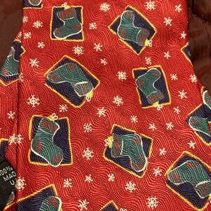 Festive Red Christmas Tie with Stocking Pattern